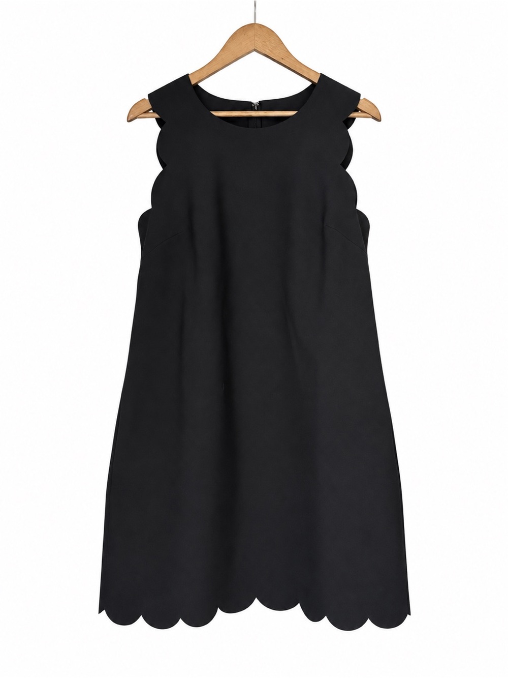 J Crew Black Scalloped Shift Dress Size 12 Style B0313